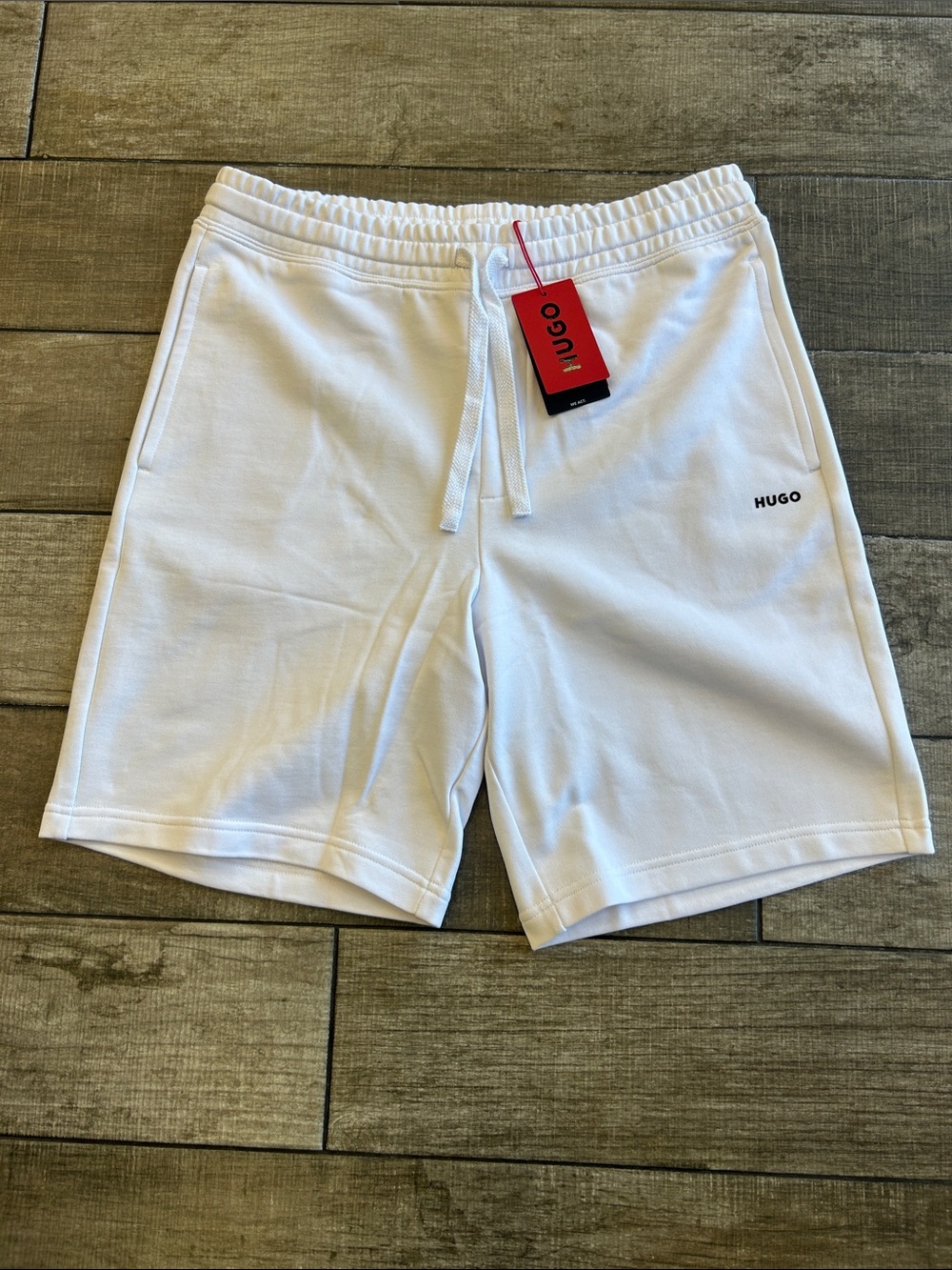 HUGO Men's White Drawstring Lounge Shorts NWT